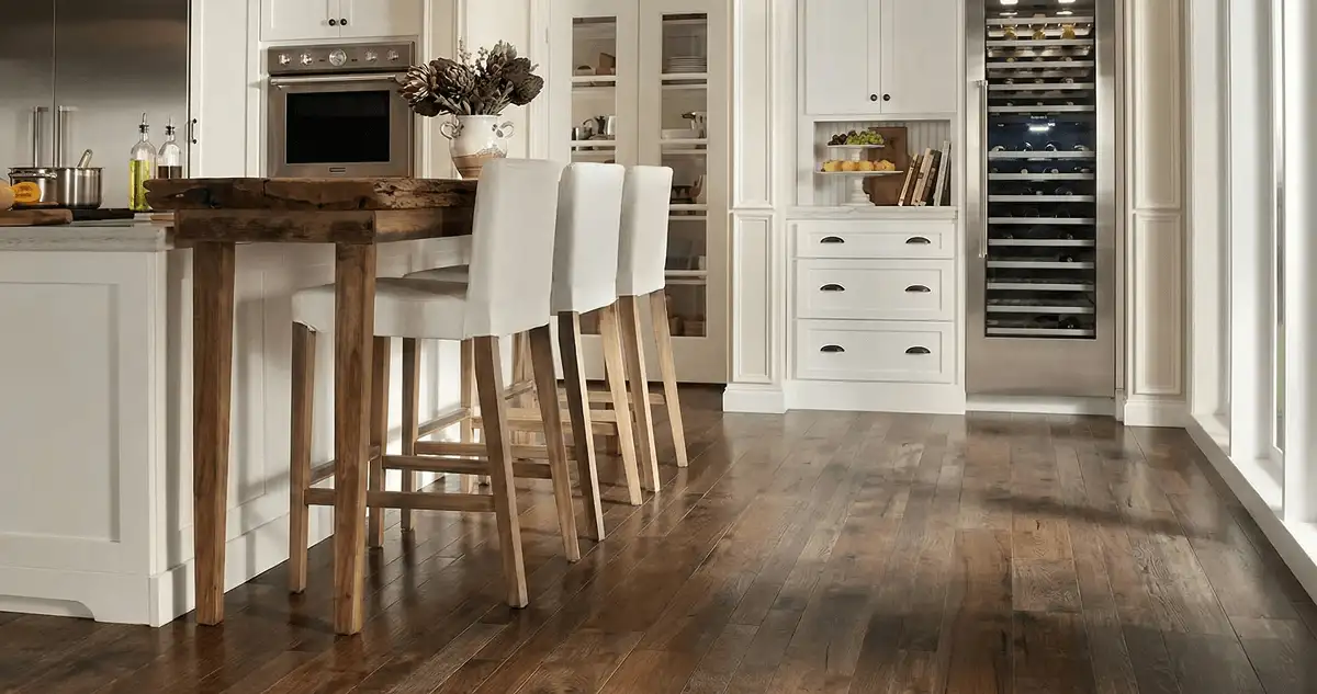 Professionally installed and refinished hardwood flooring in a residential home, showcasing smooth finish and natural wood tones in Springfield, MO